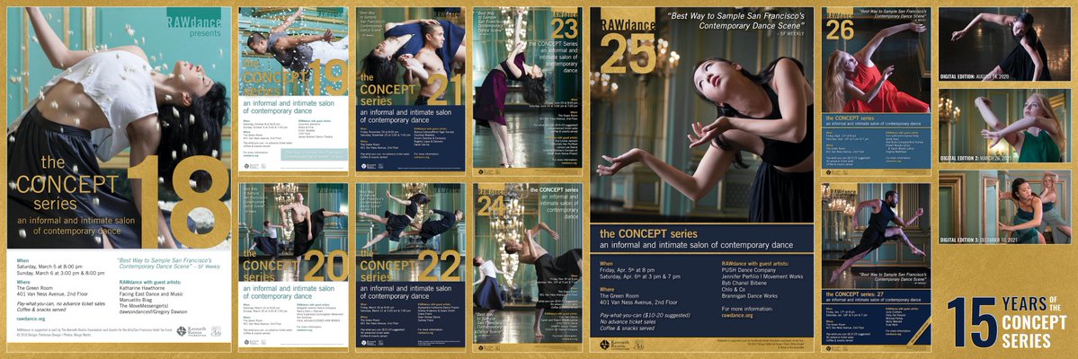 Our 3rd/final CONCEPT series poster montage showcases the most recent iterations. In 2016, we made our way to the Green Room, as did our imagery! These feature photos by Margo Moritz &amp; Hillary Goidell. 

🔔Stay tuned for an announcement about our upcoming CONCEPT series plans!