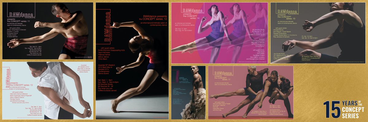 The CONCEPT series poster montage continues! Take a look back at the posters from the CONCEPT series: 11-17…perhaps the teenage phase? 🙃 Each featuring photos by RJ Muna, these represent 2012-2015 during which time the CONCEPT series was at 66 Sanchez &amp; the Joe Goode Annex.