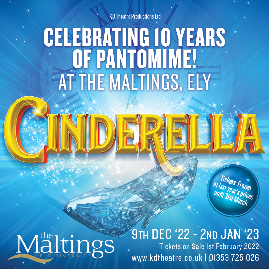 This year's pantomime at The Maltings, Ely is 'the greatest of them all' 'CINDERELLA'! Tickets go on sale 1st Feb 2022 #panto #theatre #family