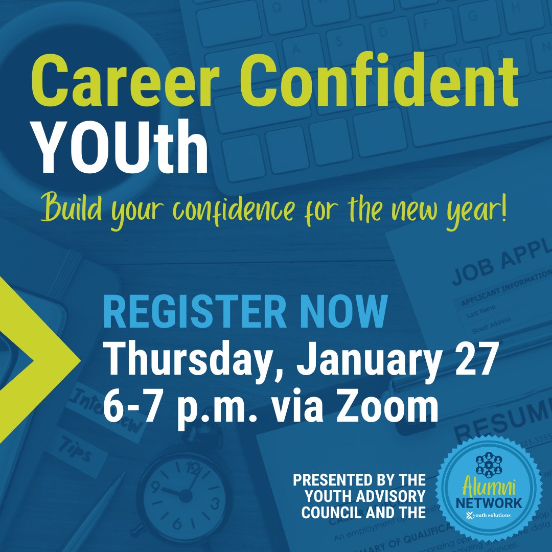 Career Confident YOUth: Virtual Networking Event starts in 15 minutes! 

Register and attend now! bit.ly/3p2tRKZ

Zoom link: bit.ly/3o3JFMD

We hope to see you there!