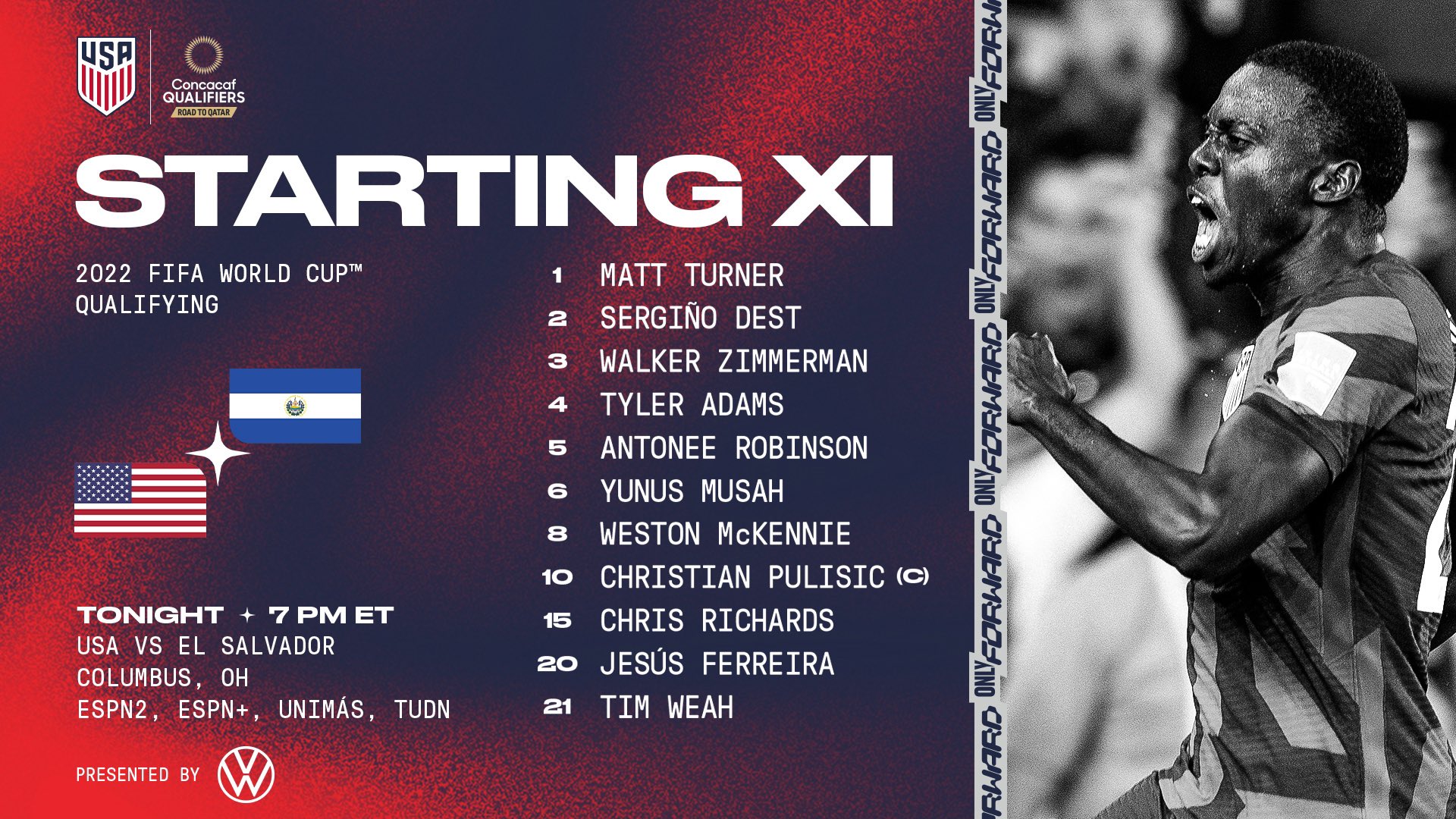 USMNT Only on Twitter "TONIGHT’S USMNT STARTING XI https//t.co/pG5TlmtnAV" / Twitter