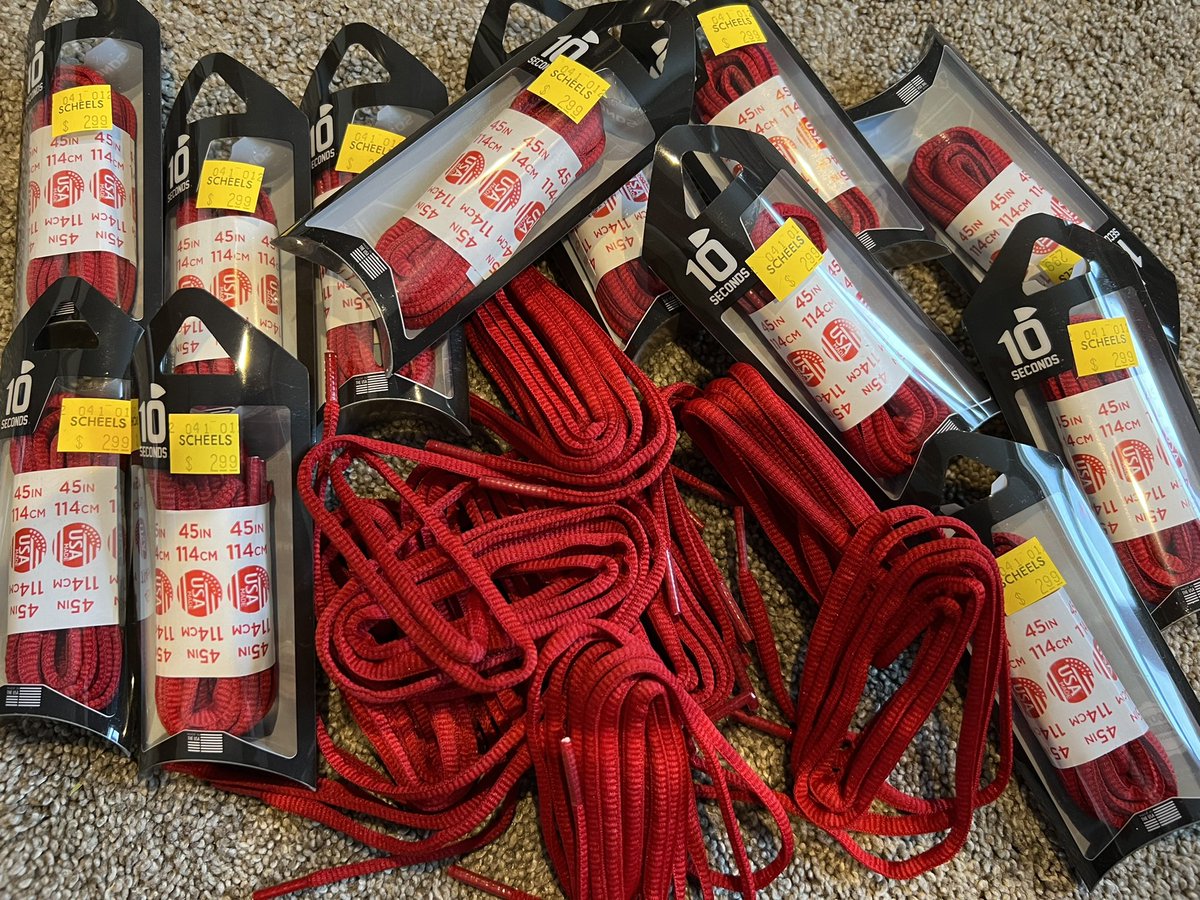 cvc_nd's tweet photo. CVC athletes &amp; coaches are going red for #TeamHagerott! Why red? Red symbolizes courage, strength and love! 

Thank you to @SCHEELS in Bismarck for donating 140 pairs of red shoelaces for all of our winter traveling teams’ athletes &amp; coaches! 
#cvcnd #CVCFamily #strongertogether https://t.co/ASnxbHrr0e