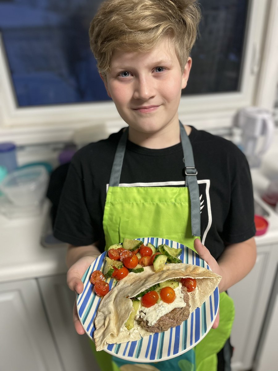 Nowle made another meal from <a href="/Eat2Explore/">eat2explore</a> the Christmas gift that keeps on giving. This meal originated from Greece. Lamburgers with cucumber and tomato salad. Trying new foods #learningthroughfood