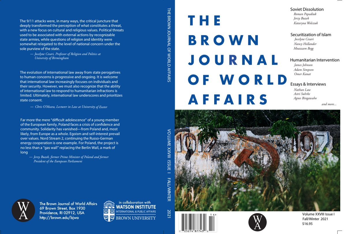 The Brown Journal of World Affairs (@brownjournal) on Twitter photo The new issue of the Journal is out now, featuring a collection of essays from authors such as <a href="/ChrisOmeara_/">Chris O'Meara</a> , <a href="/KhaledBeydoun/">Khaled Beydoun</a> , <a href="/JerzyBuzek/">Jerzy Buzek</a> , and more. Check it out today at bjwa.brown.edu! The new issue of the Journal is out now, featuring a collection of essays from authors such as <a href="/ChrisOmeara_/">Chris O'Meara</a> , <a href="/KhaledBeydoun/">Khaled Beydoun</a> , <a href="/JerzyBuzek/">Jerzy Buzek</a> , and more. Check it out today at bjwa.brown.edu!