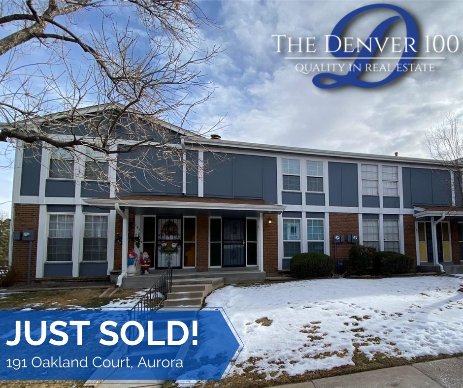 #JustSold

🏡191 Oakland Court, Aurora, CO 80011

*1770 finished square feet (1800 total sqft)
*2 Bed, 2 Bath
*2-car garage

Listed by Leah Klepetka
📲 720-270-7798 | leah@den100.com

#Sold #JustClosed #AuroraHomes #RealEstate #Listings #DenverRealEstate #AuroraRealEstate