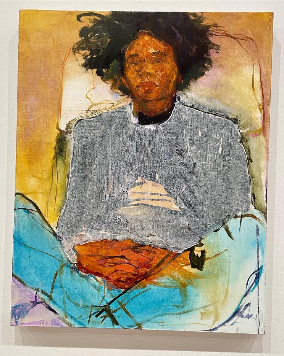 VanessaSTroiano's tweet photo. I was moved by Jennifer Packer’s emotionally charged portraits @whitneymuseum. With vibrant colors and agitated brushwork, she conjures a psychological intensity reminiscent of Egon Schiele yet refreshing in its contemporaneity. #jenniferpacker #contemporaryart #portraitpainting https://t.co/UJJKY6wIwp