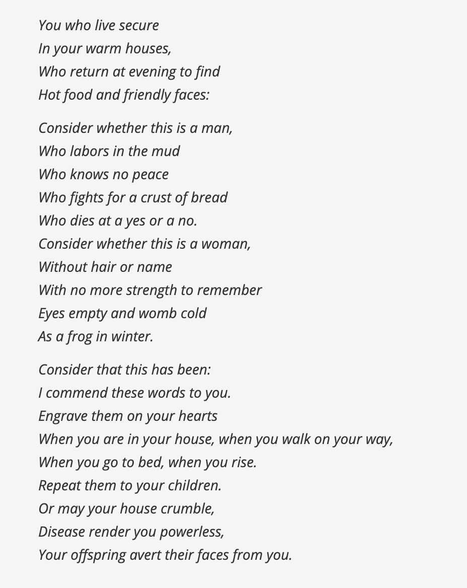BorghiPVHS's tweet photo. Day of remembrance 2022. Never forget. Cit. Primo Levi "se questo è un uomo" https://t.co/gvTGJDqmuL