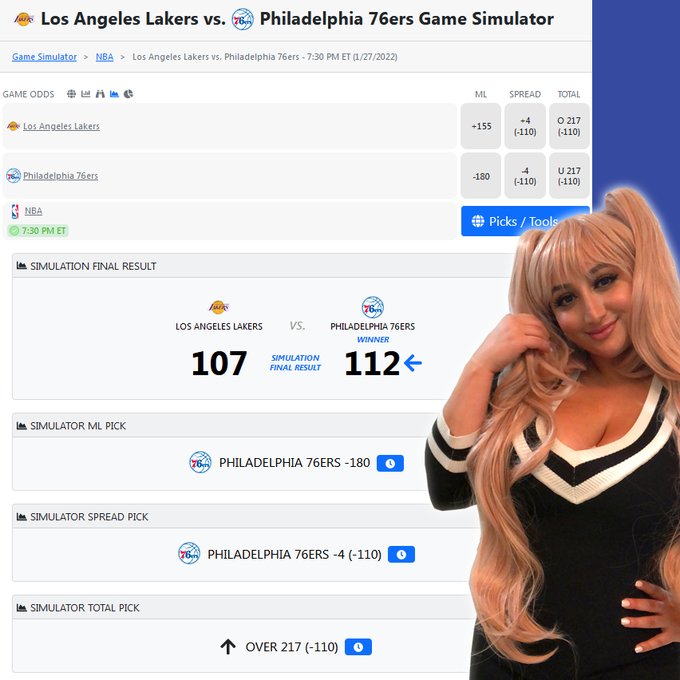 Hey guys make sure you check out the CapperTek Trend Finder and Game Simulator for the Lakers @ 76ers