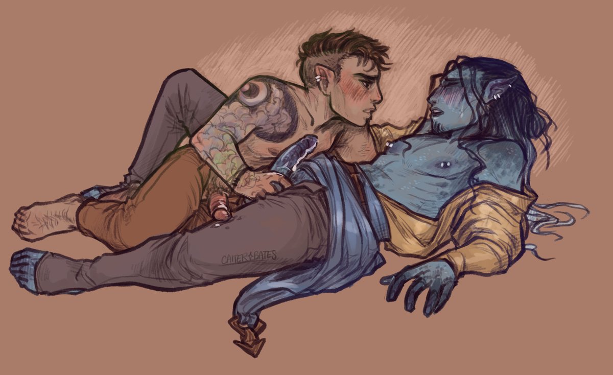 CaiterBates's tweet photo. Just back to the tavern - door's been closed for 5 seconds, Orym can't wait to even get Dorian out of his clothes. 

#Dorym #CriticallyNSFW https://t.co/0UNwR5QRfQ