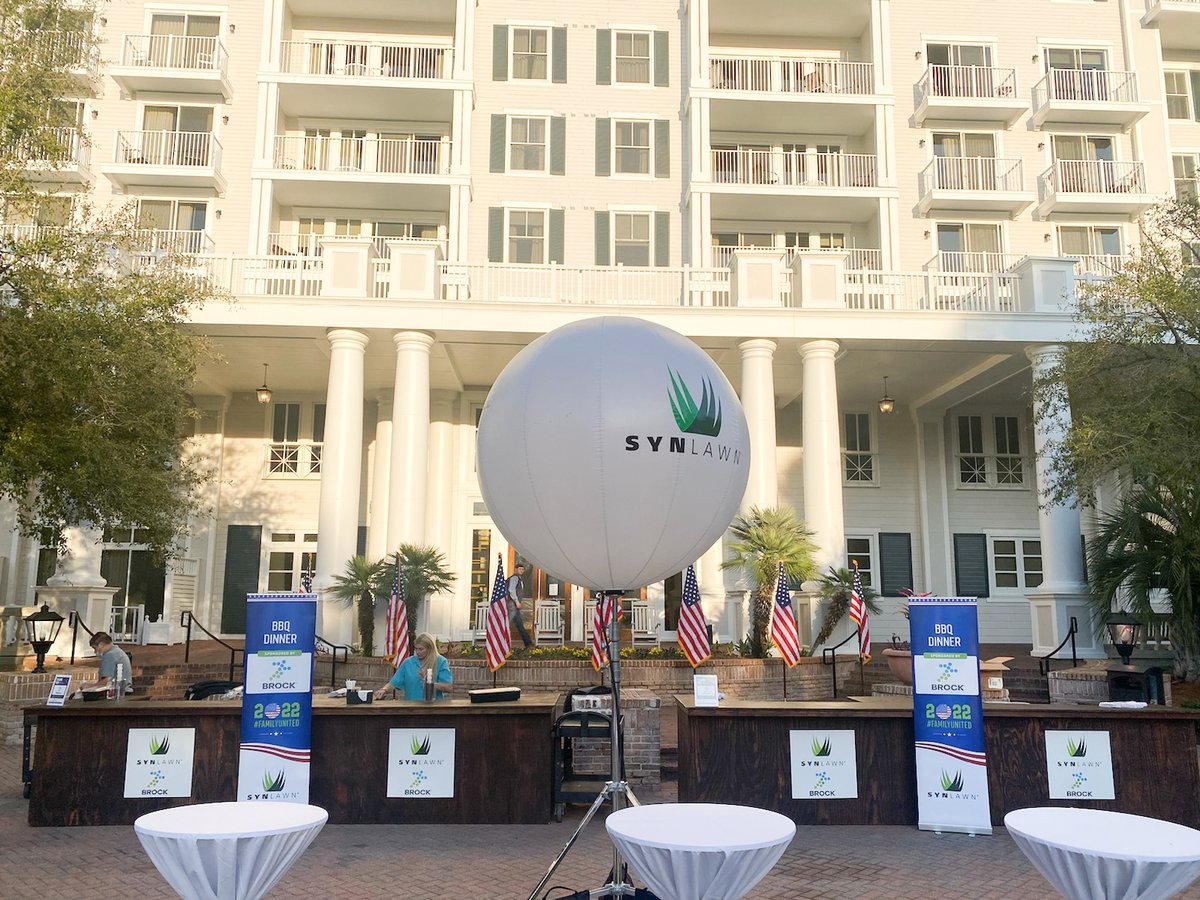 TeamBrockUSA's tweet photo. It's a beautiful afternoon for a BBQ hosted by Brock! Come grab some grub after a great day at the 2022 annual @synlawn conference! We have plenty of food and would love to see you! #thebrockway #SYNlawn #conference #florida #sports #infill #turf #shockpads @rpas22 @brockpadgirl https://t.co/OAGhP1IYbb
