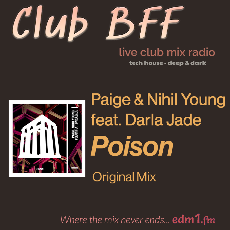 bff_edm1's tweet photo. Sealed with a poison kiss

Paige &amp; Nihil Young feat. Darla Jade - Poison
[Extended Mix]

@Realm_Records
@realdjpaige @NihilYoung @darlajadeuk  

#TechHouse
#WhereTheMixNeverEnds

Deep &amp; dark tech house - in an never-ending DJ club mix. 

It's live now...and free to listen. 👇👇