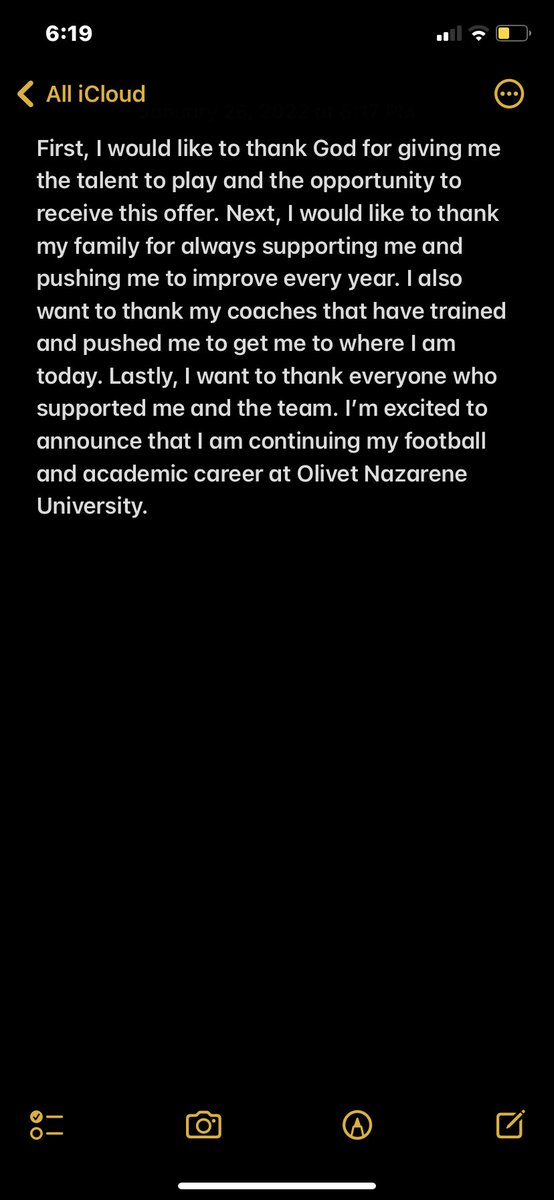 Happy to say I have committed to olivet and a special thanks to <a href="/CoachRenfroe/">Coach Calvin Renfroe</a> for getting me this offer ‼️