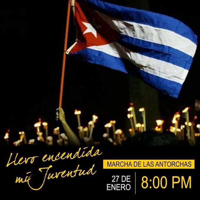 AlbertoUjc's tweet photo. #Cuba en la Marcha de las Antorchas, como continuidad de la primera marcha realizada en 1953, que no dejó morir las ideas de #NuestroMartí, en el año de su Centenario. #CubaViveEnSuHistoria #ujcbaragua #CiegodeAvila https://t.co/t5cDQWa0oe