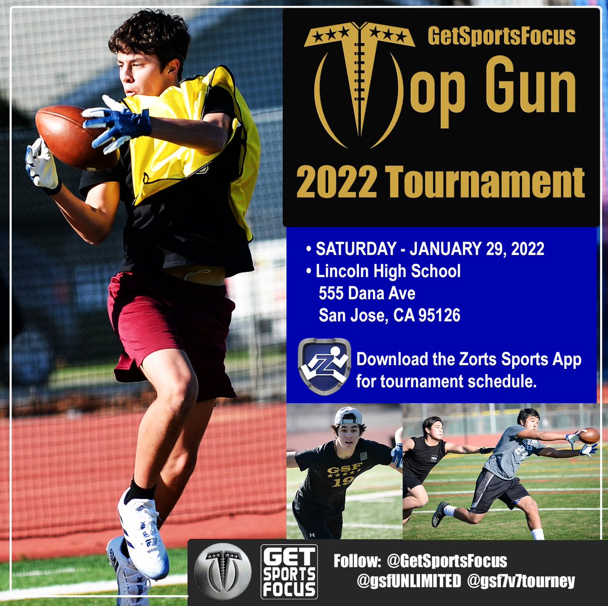 ⭐️GSF Top Gun 7v7 Tournament⭐️
Saturday • January 29th
Lincoln High School • San Jose, CA

We are excited to see some very talented 2023-2024-2025 athletes from our local 7v7 organizations.

🎤🎶 <a href="/LEEROYINNOVATOR/">Mr. Innovator</a> will be doing the GSF Championship post game interviews. #LFG