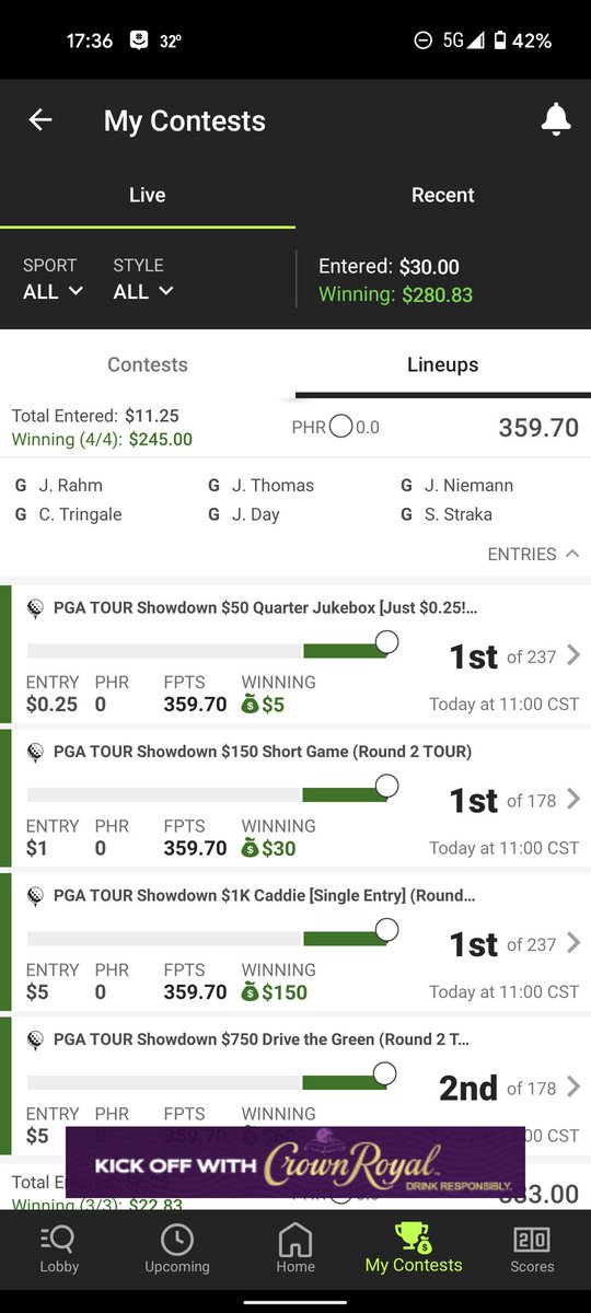 alex_szoke's tweet photo. Shout-out @StixPicks @BettorGolfPod and the #northcourse for the ROI. Easy game https://t.co/QzjZfEMtYB