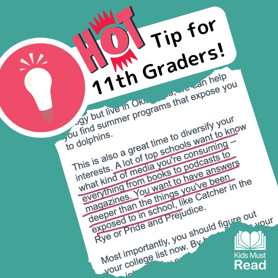 Reading books beyond those suggested as part of required reading in school gives high schoolers a definite advantage! This suggestion is from an educational consultant who has been in this area for several years. Head to KidsMustRead.com for stellar book suggestions and bu