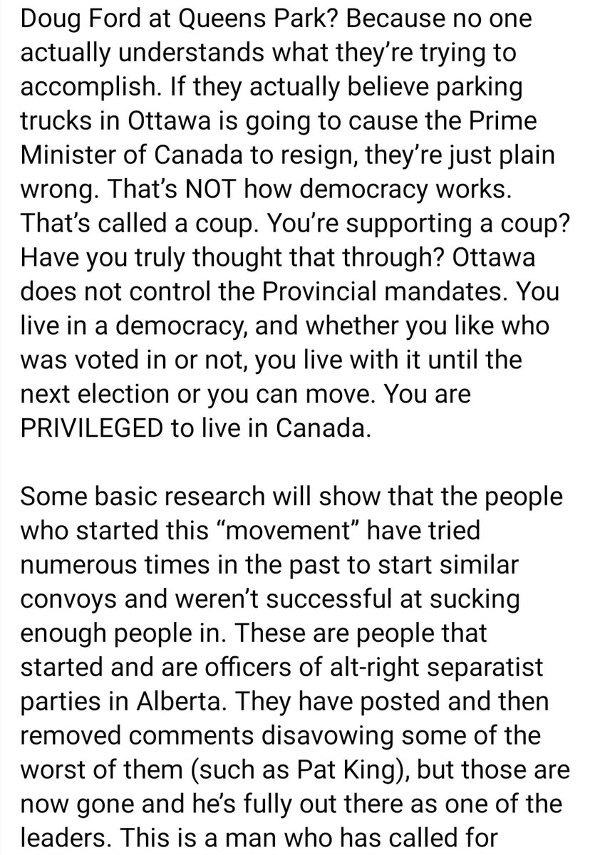 MicaR's tweet photo. Posted by a neighbour, and reposted with her permission. She puts into words so much of what I've been struggling to articulate. #FluTruxKlan #FreedumbConvoy https://t.co/HuZ6l82bui