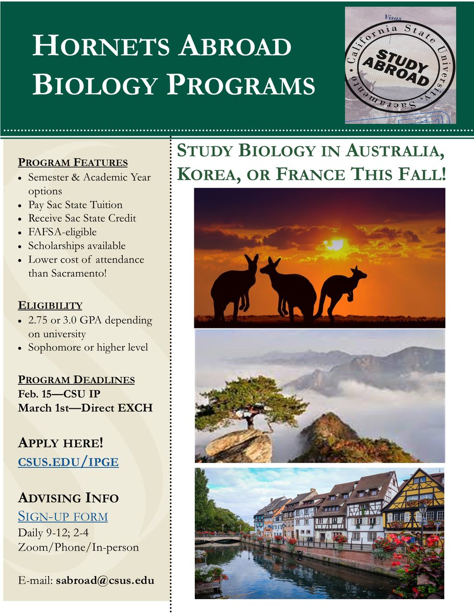 There's still time to apply for Fall '22 Study Abroad!  Many majors &amp; programs available - check out some of our Biology options: