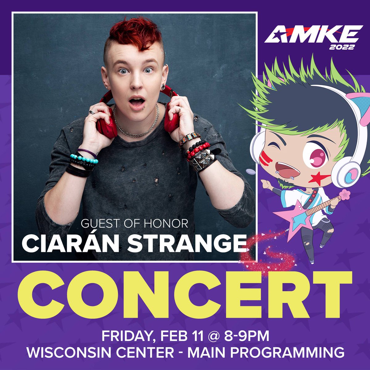 Animemilwaukee's tweet image. 🎵NEW🎵 #AMKE2022 FRIDAY NIGHT: CiARÁN STRANGE ~ Live &amp;amp; Loud in Concert!🎤 @CiaranStrange

Armed with a cache of old favorites, new singles, beloved covers, and geeky parodies, Ciaran&apos;s doing what he loves and hitting the stage hard in concert!

#AnimeMilwaukee #MusicalGuest