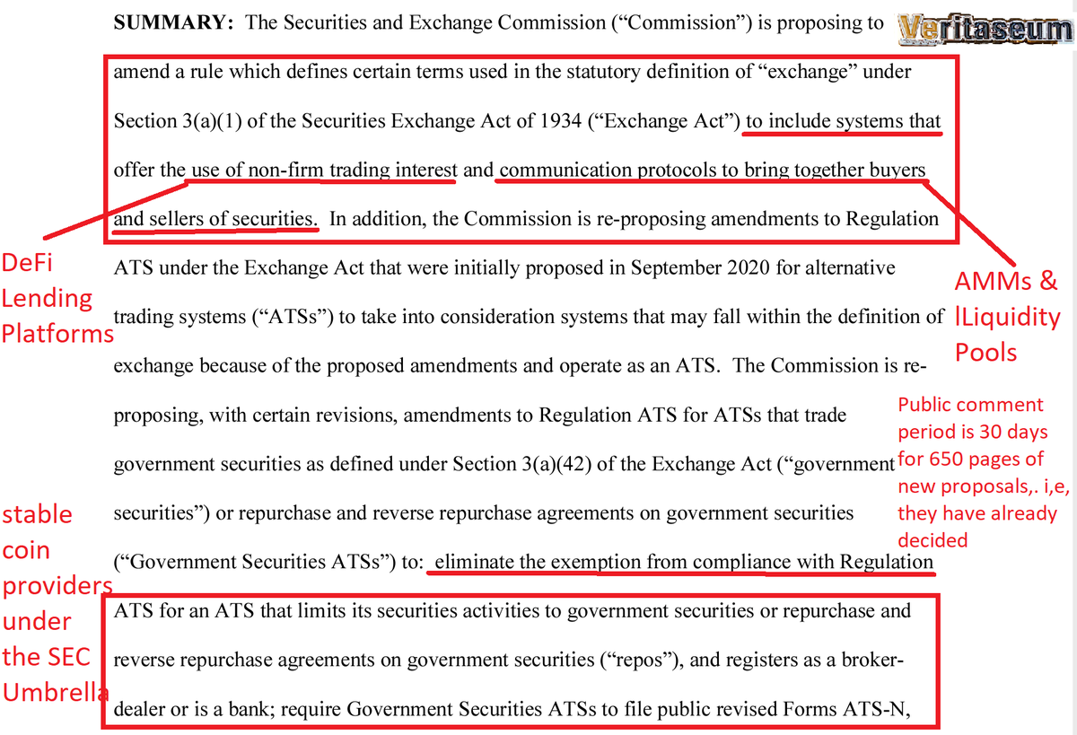 ReggieMiddleton's tweet photo. SEC owning #crypto &amp; #DeFi - by force, meaning regulatory moats &amp; punitive opaque rulemaking by enforcement. As read, only banks/brokers/regulated securities exchanges apply. Luckily, our patents cover banks! You've 30 days to comment on 650 pgs. Good luck https://t.co/55WV3NM6KK https://t.co/xoKt9CmiOu