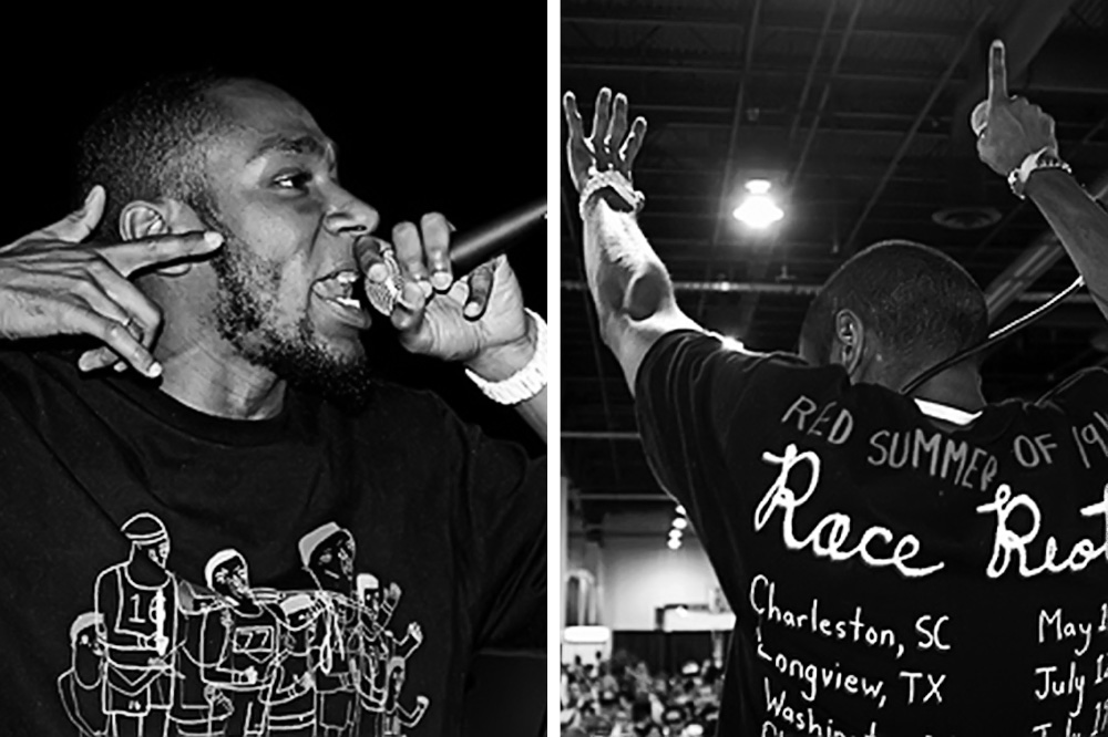 #TBT: <a href="/MosDefOfficial/">Yasiin Bey</a> in our Race Riots - Red Summer Of 1919 T-Shirt. #TooBlackGuys