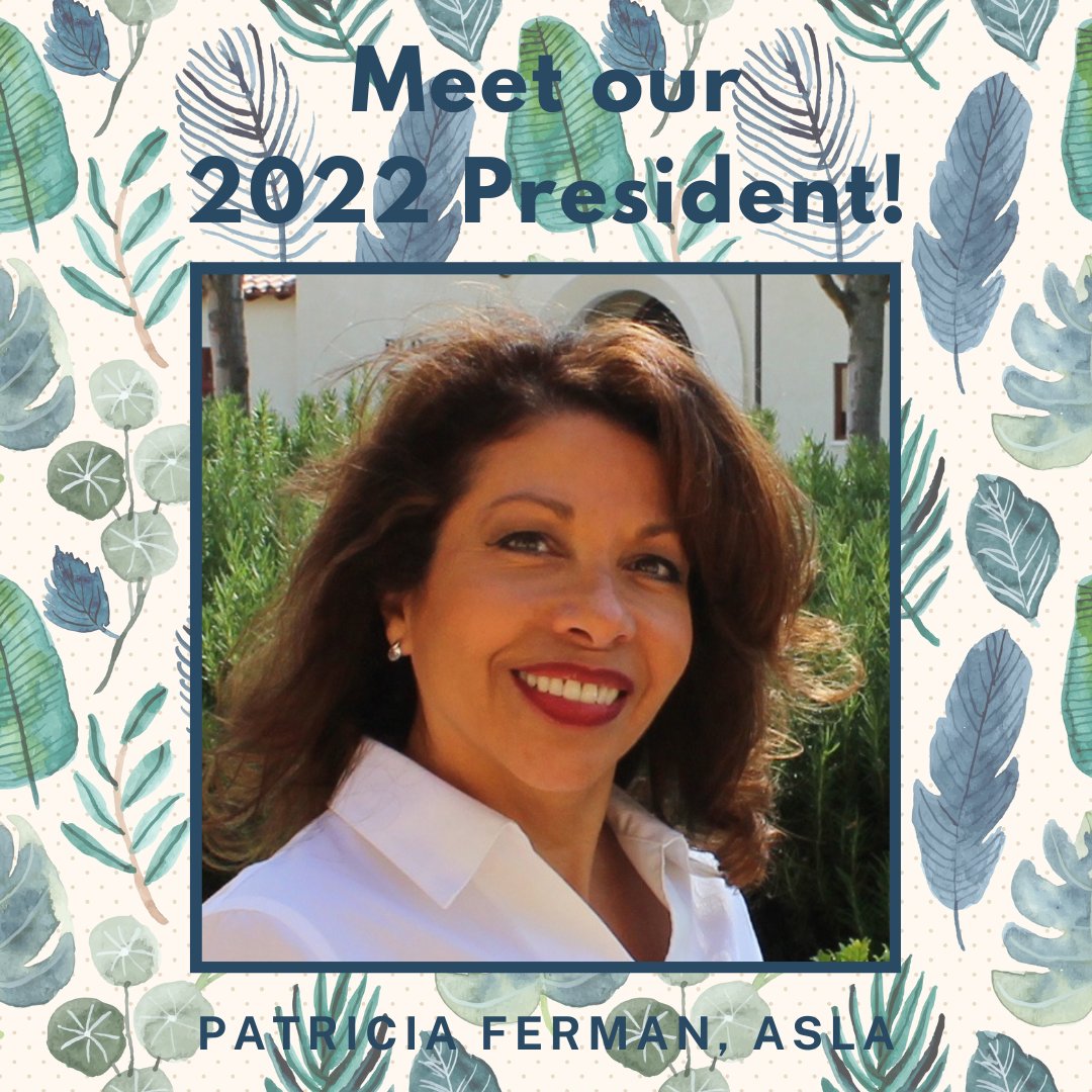 sdasla's tweet image. Meet our 2022 ASLA-SD President, Patricia Fermán, Principal Landscape Architect for the City of Chula Vista. Originally from El Salvador, Fermán is a 1998 graduate of UC Davis with a BS in Landscape Architecture. She is known for being highly creative &amp;amp; motivated.⁣