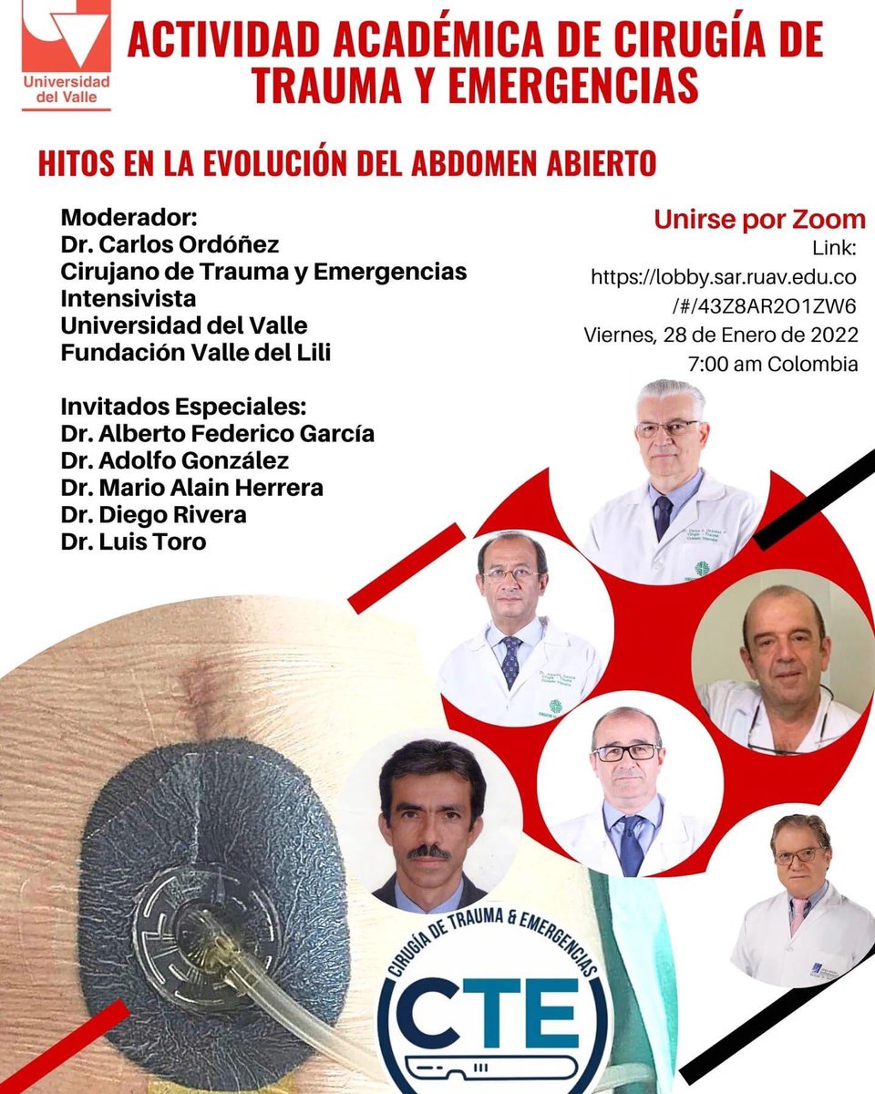 Mañana 7:00 am🇨🇴 los esperamos link: lobby.sar.ruav.edu.co/#/43Z8AR2O1ZW6 reserva la fecha. Imperdible <a href="/ascolcirugia/">AsColCirugía</a> <a href="/CTEtraumayemer1/">@CTE Cirugía de Trauma y Emergencias</a> <a href="/CirugiaU/">Cirugía Fundamental</a> <a href="/Me4Trauma/">SoMe4Trauma</a> @Cirbosque <a href="/pferrada1/">Paula Ferrada MD FACS FCCM MAMSE</a> <a href="/PipeCabreraV/">Dr Luis Felipe Cabrera Vargas MD FACS</a> <a href="/juliomayol/">Julio Mayol</a> <a href="/me4_so/">SoMe4Surgery</a> @CarlosCpilasi <a href="/ottolinopablo/">Pablo Ottolino</a> <a href="/Panamtrauma/">Panamericanadetrauma</a> <a href="/Me4Education/">SoMe4SurgicalEducation</a> #MedTwitter @MISIRG1