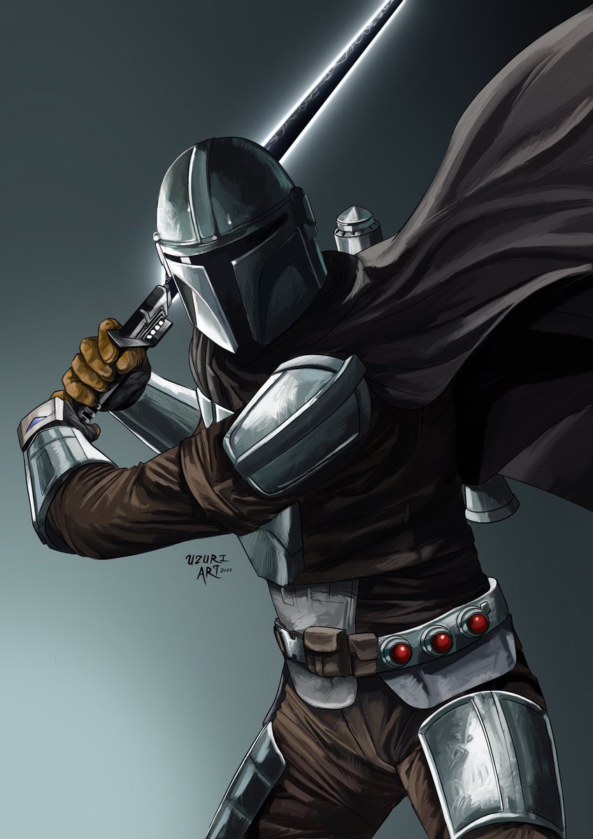 After the latest episode of #TheBookOfBobaFett, I knew I wanted to paint Mando wielding the Darksaber. This was such a fun piece to illustrate!

@PedroPascal1 #StarWars #digitalart