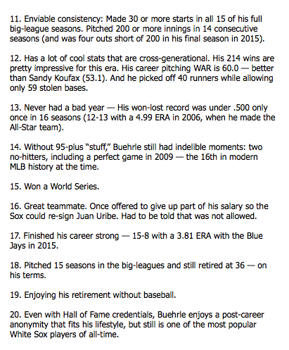 20 reasons why Mark Buehrle had the perfect baseball career: