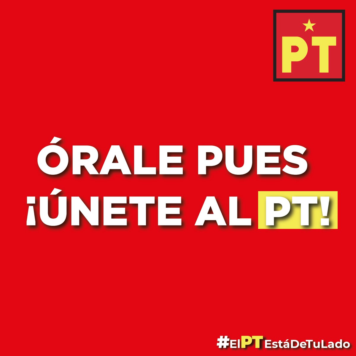 ptestatalcolima's tweet photo. Con vocación y convicción estamos transformando México ¡Únete al #PT!
#ElPTEstáDeTuLado #SomosPT https://t.co/dtl1Jp0QDL