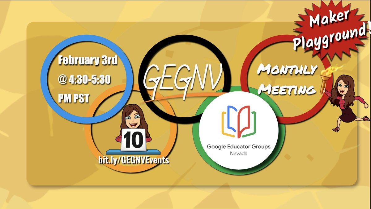 🏅You deserve a Medal! Come design an Olympic Medal with <a href="/GEGNevada/">GEG Nevada</a>! We will even print it out for you. Olympic Level Meeting &amp; Maker Playground #3Ddesign with <a href="/Tinkercad/">Tinkercad</a>! Find the link here: bit.ly/GEGNVEvents
#GEGNV  #GoogleEDU #GoogleEI #GoogleEC #GoogleET