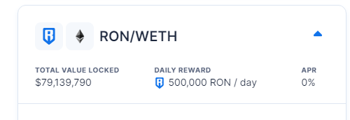 goon_trader's tweet photo. Anyone know why the RON/WETH pool has 0% APR? $ron #AxieInfinity #Axie https://t.co/hxlQMrFXPu