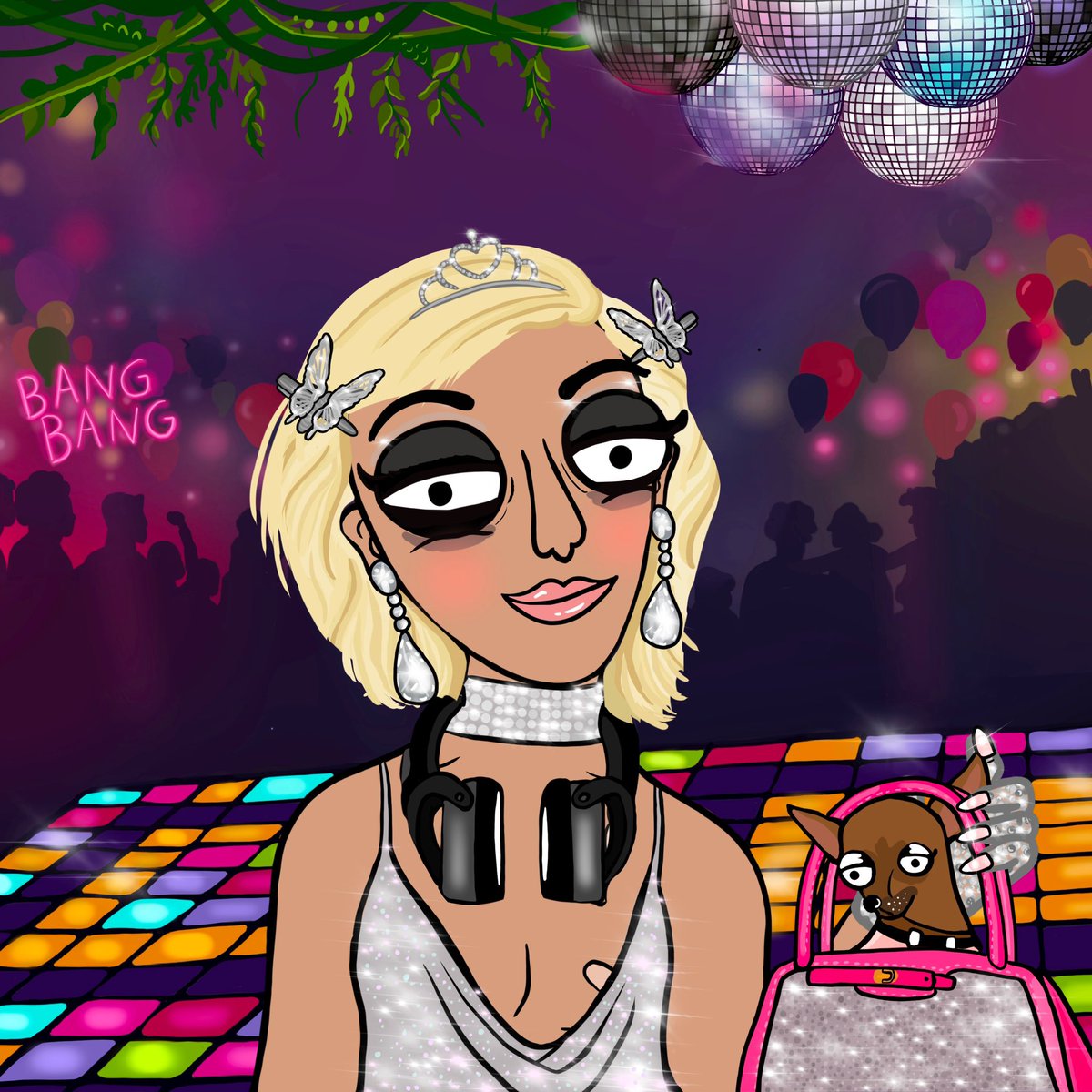 OfTheNightClub's tweet photo. Dearest @ParisHilton - you are the blingiest bling that ever did bling. And you are forever an honorary Queen Of The Night. Welcome to our rampage. 💅💎 #parishilton #nftartists #sneakpeek https://t.co/JYY39N4Avd