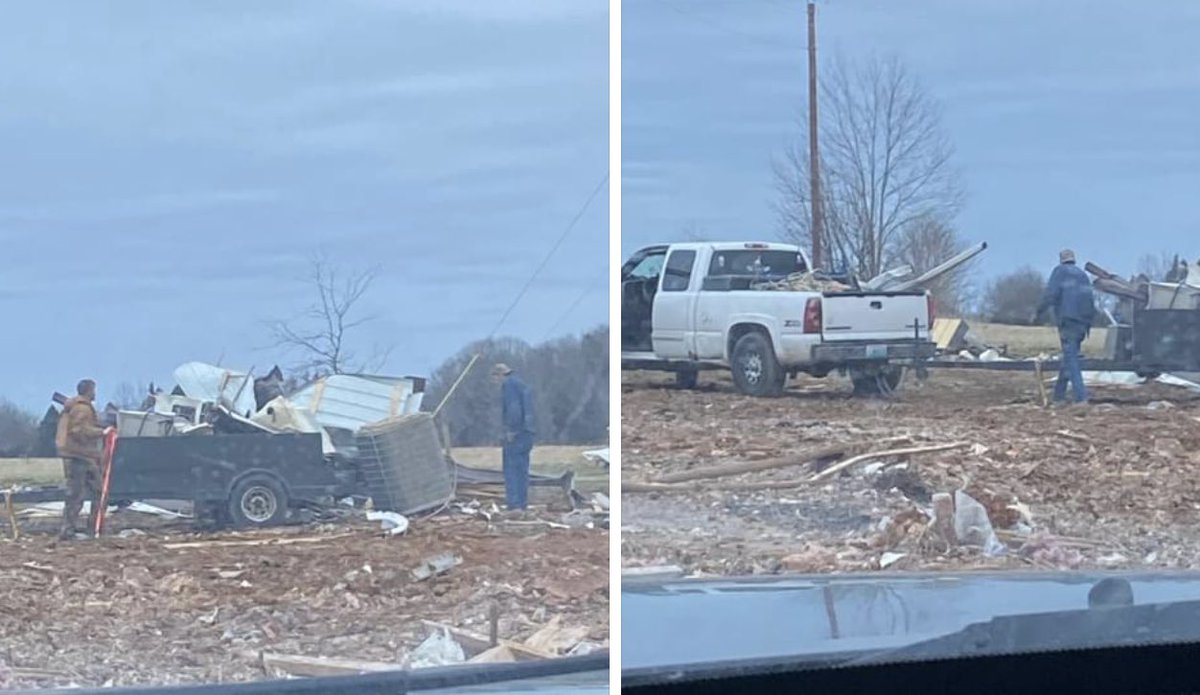 Per <a href="/WarrenCoSO/">Warren Co. KY Sheriff</a> Vehicle and subjects pictured were caught removing items from tornado damaged property on Van Meter Rd. without permission. If you recognize the truck, trailer, or the two subjects, please contact the WCSO immediately at (270) 842-1633.
