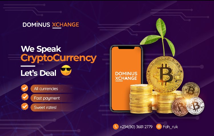 There was this time I was really broke and the only thing I had to sell was my cryptocurrency 🤧, I didn’t want to sell it to the wrong person until someone introduced me to “DOMINUS XCHANGE”.. Their rate was really smooth and they paid me as soon as possible. Check thread👇🏾