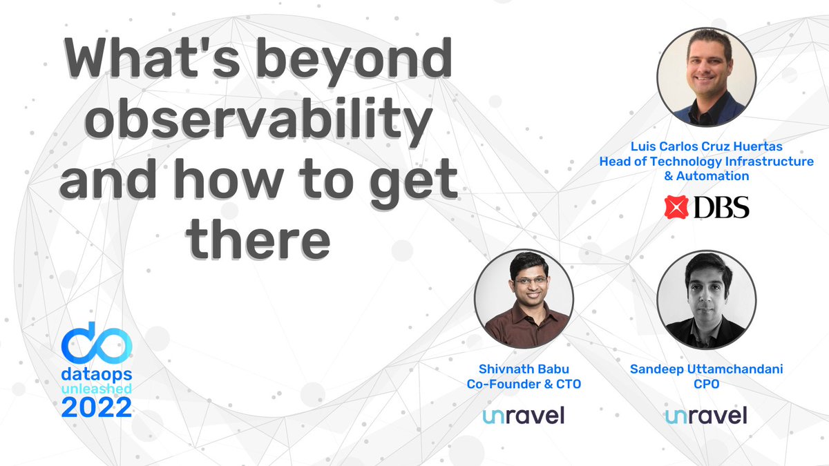 iLoveDataOps's tweet image. What&apos;s beyond observability? Luis, Shivnath &amp;amp; Sandeep will show us and talk about how we can realize data&apos;s full value. Check out this #dataopsunleashed talk that separates reality from aspiration. Free tickets 👉dataopsunleashed.com to watch the talk LIVE February 2 #dataops