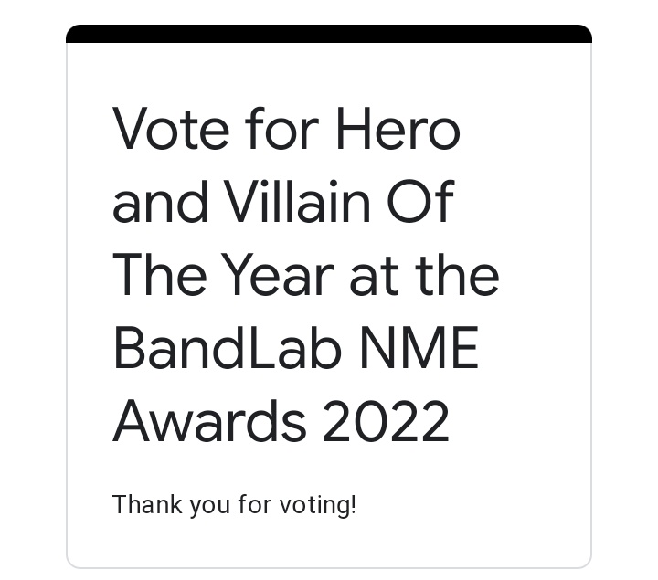 📣 Attention Liwanag! d Voting on Bandlab NME is now open! You can vote here: nme.com/awards/vote 

• Put 'Ben&Ben' on Hero of the Year and 'N/A' for Villain of the Year. 
• Submit. 
• Once it is confirmed, go back to the link and repeat. 

#BandLabNMEAwards2022
#BenAndBen