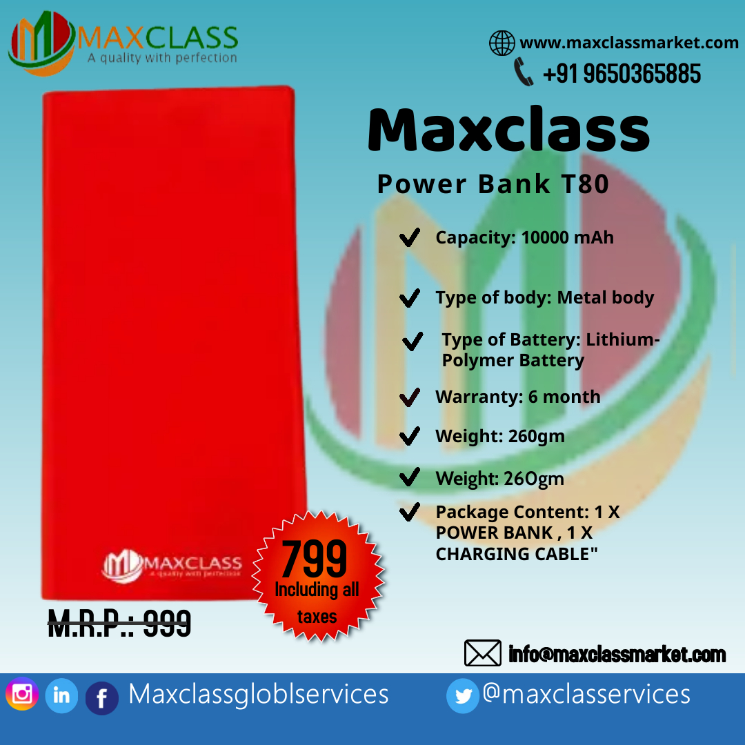 MaxclassM's tweet photo. Power Bank T80 with 10000mAh High quality
Powerbank built to last longer
SHOP NOW : https://t.co/ma8h7Ap8hW
+91 9650365885
#powerbank #maxclass #Sellonline #maxclassmarket #vendoraccount #sellonmaxclassmarket #smoothservices
@amazan @flipcart @Meesho_Official https://t.co/mp4RqSMR2i
