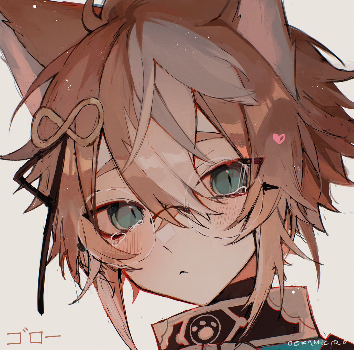 gorou (genshin impact) 1boy male focus animal ears solo brown hair glasses bangs  illustration images