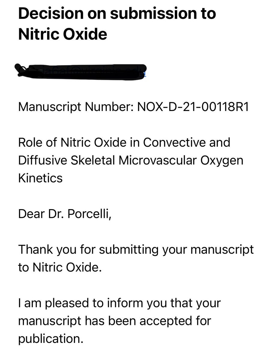 PorcelliSimone's tweet photo. Our review for the special issue of Nitric Oxide Journal lead by @JasonDavidAllen has been accepted! This is definitely a good way to start the day 🥳🎉🎊🎁 thanks to @ScottKFerguson, #DavidPoole and #TimMusch https://t.co/fMFSS4ChcW