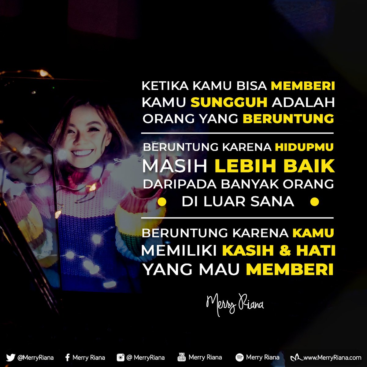 MerryRiana's tweet photo. Ketika kamu bisa memberi, kamu sungguh adalah orang yang beruntung.
Beruntung karena hidupmu masih lebih baik daripada banyak orang di luar sana.
Beruntung karena kamu memiliki kasih dan hati yang mau memberi.

TAG dan SHARE ke orang-orang yang perlu membaca postingan ini :) https://t.co/yUTEPwoLqD