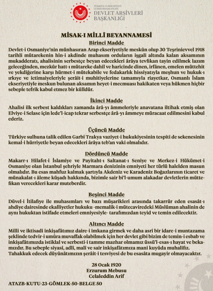 #MîsâkıMilli 'nin kabulünün 102. yıl dönümü kutlu olsun.
#28Ocak