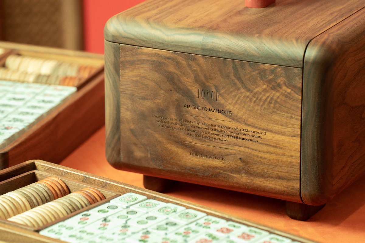 In partnership with design studio Editecture, JOYCE is celebrating the Year of the Tiger with an homage to the classic Chinese game of mahjong. Offering a fashion-forward and sustainable spin, the mahjong set is handcrafted from black walnut wood.