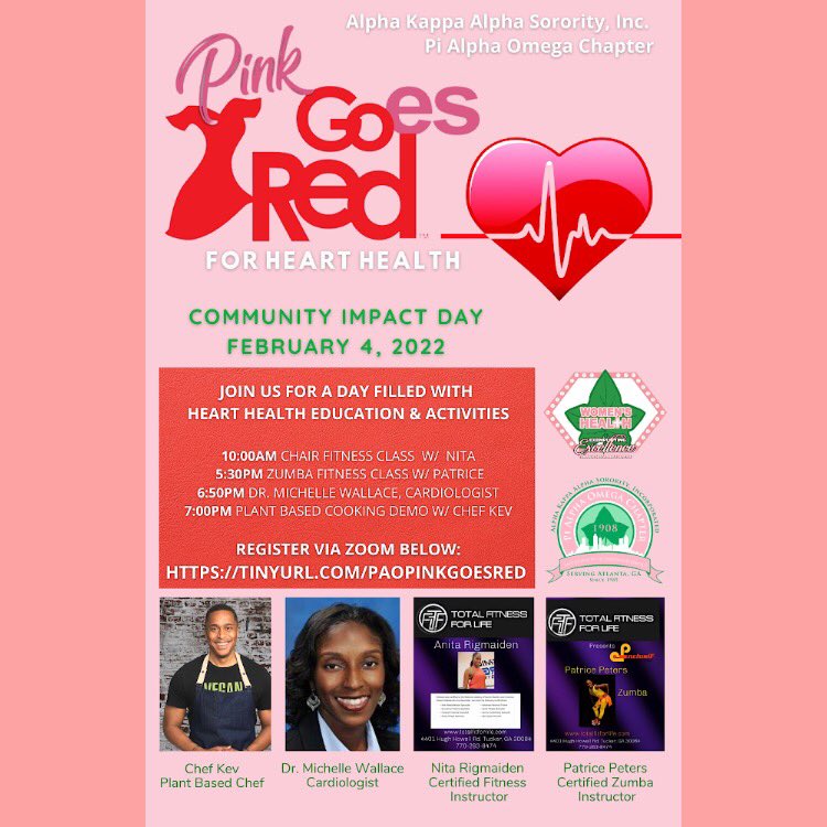 PiAlphaOmega85's tweet image. JOIN US FOR PINK GOES RED(TM) FOR HEART HEALTH
COMMUNITY IMPACT DAY
FEBRUARY 4, 2022

REGISTER ZOOM: TINYURL.COM/PAOPINKGOESRED