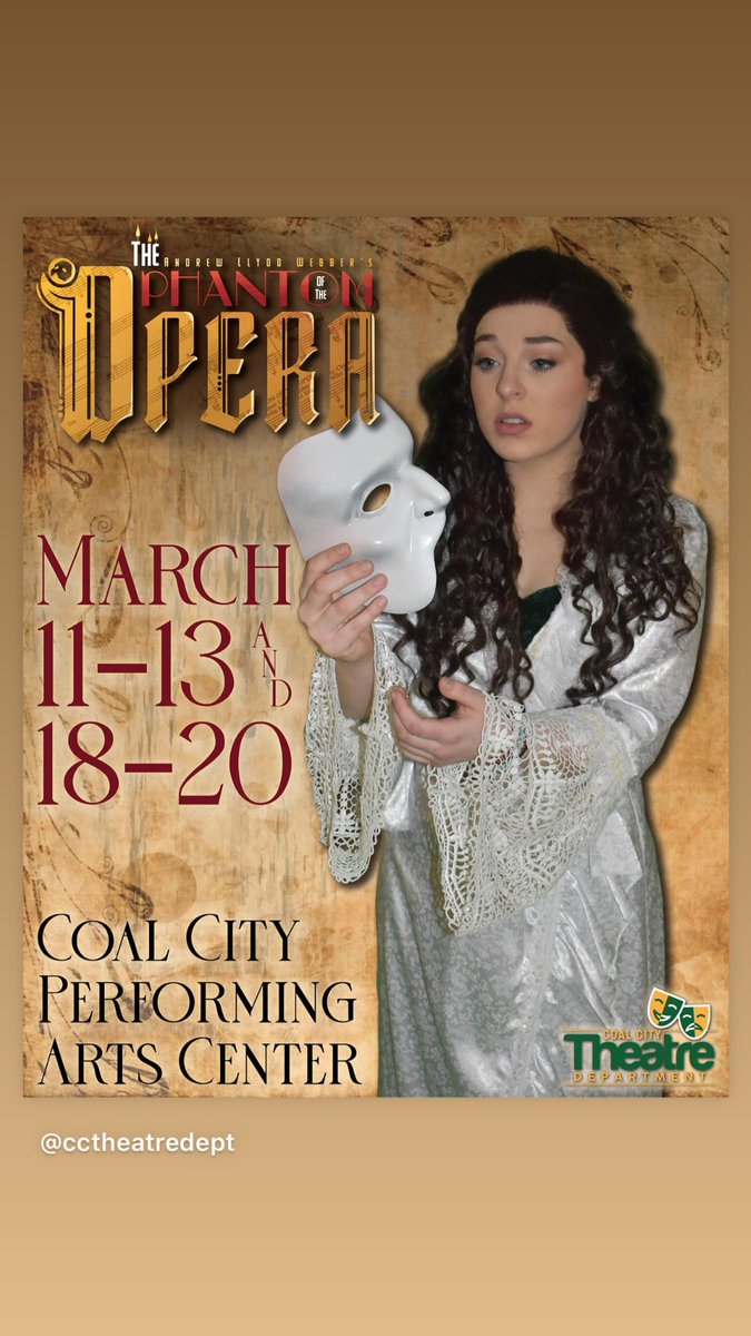 Phantom of the Opera
March 11-13 and March 18-20
Coal City Performing Arts Center
Tickets now available at bit.ly/CCTDTickets