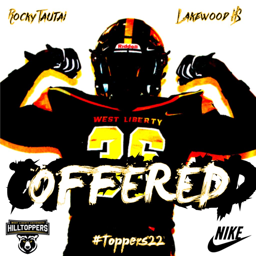 RTautai's tweet photo. After multiple conversations with Coach Monteroso I’m blessed to say that I have received a scholarship offer from West Liberty University!!🙏🏽
@_CoachLamp @coachmonte91 
@LKWDFOOTBALL @LWoodAthletics 
@JustinUtupo https://t.co/hDsY3lb3yY