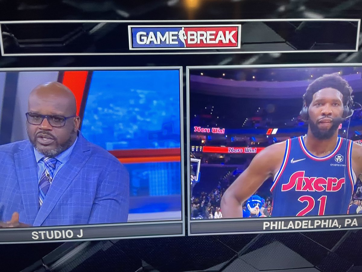 andrewperloff's tweet photo. I wish someone loved me as much as Shaq loves Joel Embiid. https://t.co/YgDhy0kwZv