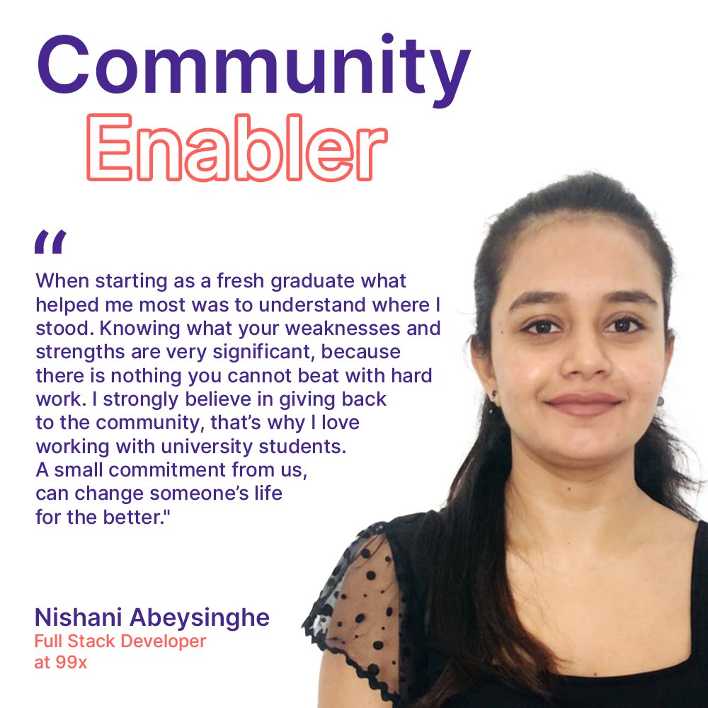 99x_io's tweet photo. #Xian NishaniA, #99x's University Relationships Innovative lead and a dedicated #FullStackDeveloper, shares tips on navigating through the corporate world after graduating

#Xians #CommunityEnabler #LeadersWithoutTitles #TeamTechPlayers #XianHeroes https://t.co/rfzc7IAIYt