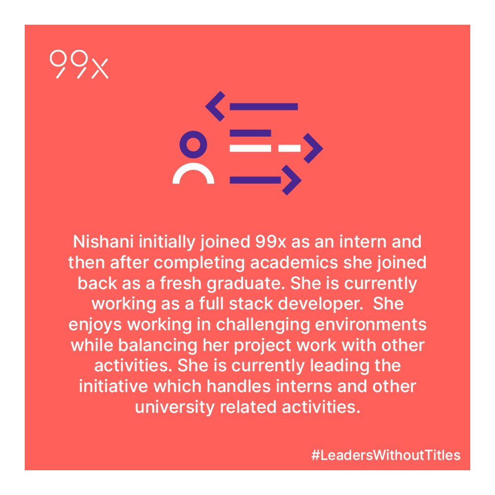 99x_io's tweet photo. #Xian NishaniA, #99x's University Relationships Innovative lead and a dedicated #FullStackDeveloper, shares tips on navigating through the corporate world after graduating

#Xians #CommunityEnabler #LeadersWithoutTitles #TeamTechPlayers #XianHeroes https://t.co/rfzc7IAIYt