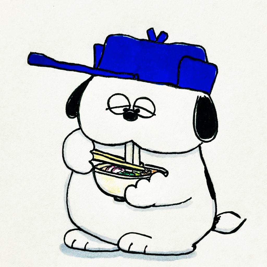 Wlfa Snoopy Day337 きしめんを食べるオラフ 100日後も食べるオラフ アナログイラスト T Co Tdk17wybts Twitter